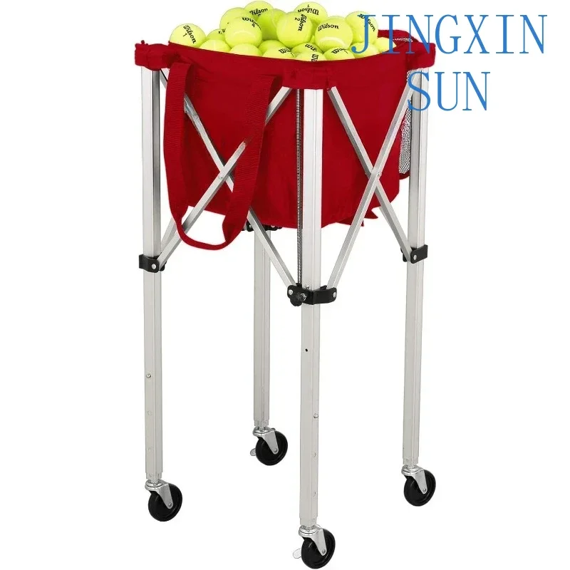 Nordic Mobile Foldable Teaching Cart with Red Bag, 3.9 x 9.4 x 19.6 in, Holds 150 Tennis Balls, Zippered Top