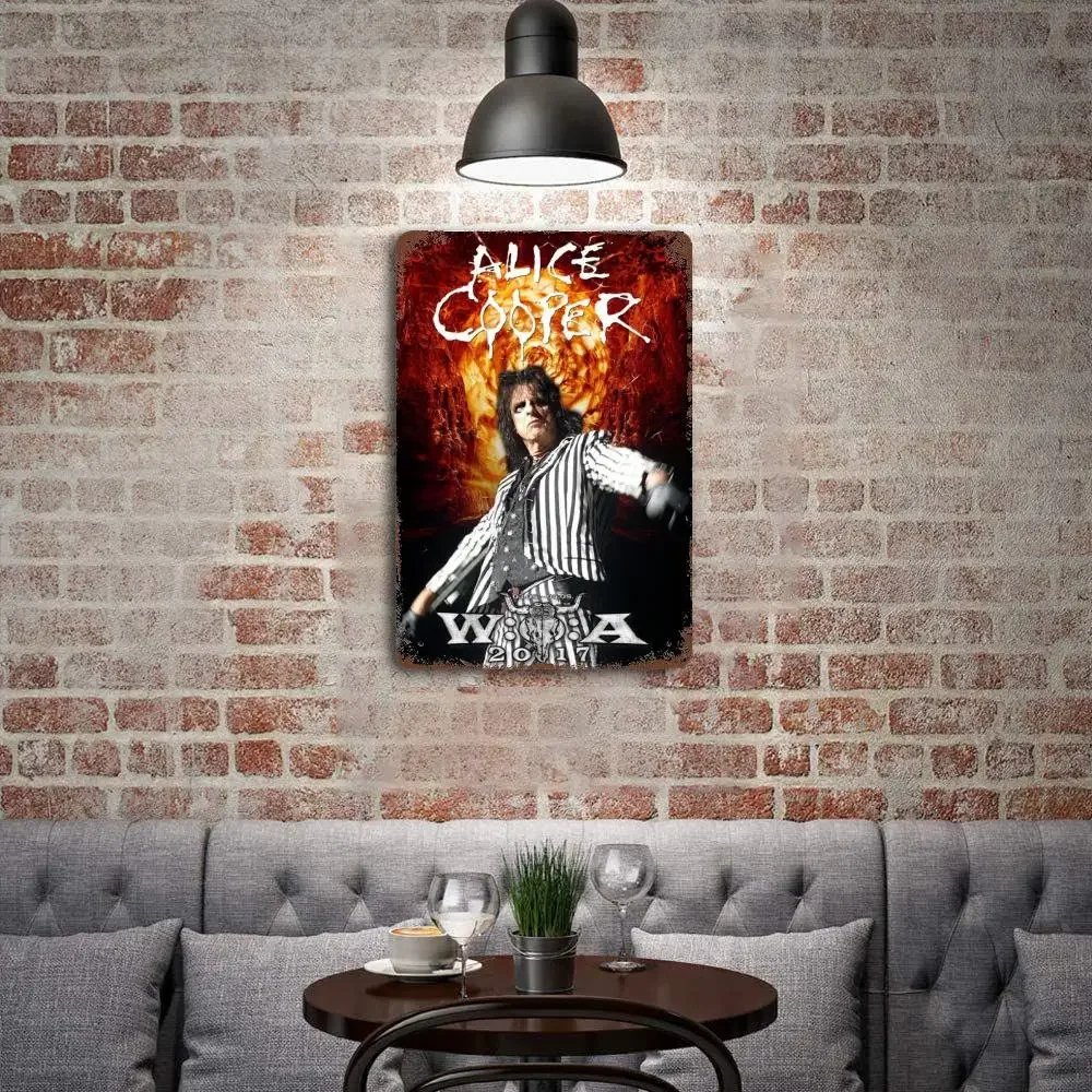 Alice Cooper Classic metal Decor Poster Vintage Tin Sign Metal Sign Decorative Plaque for Pub Bar Man Cave Club Wall Decoration