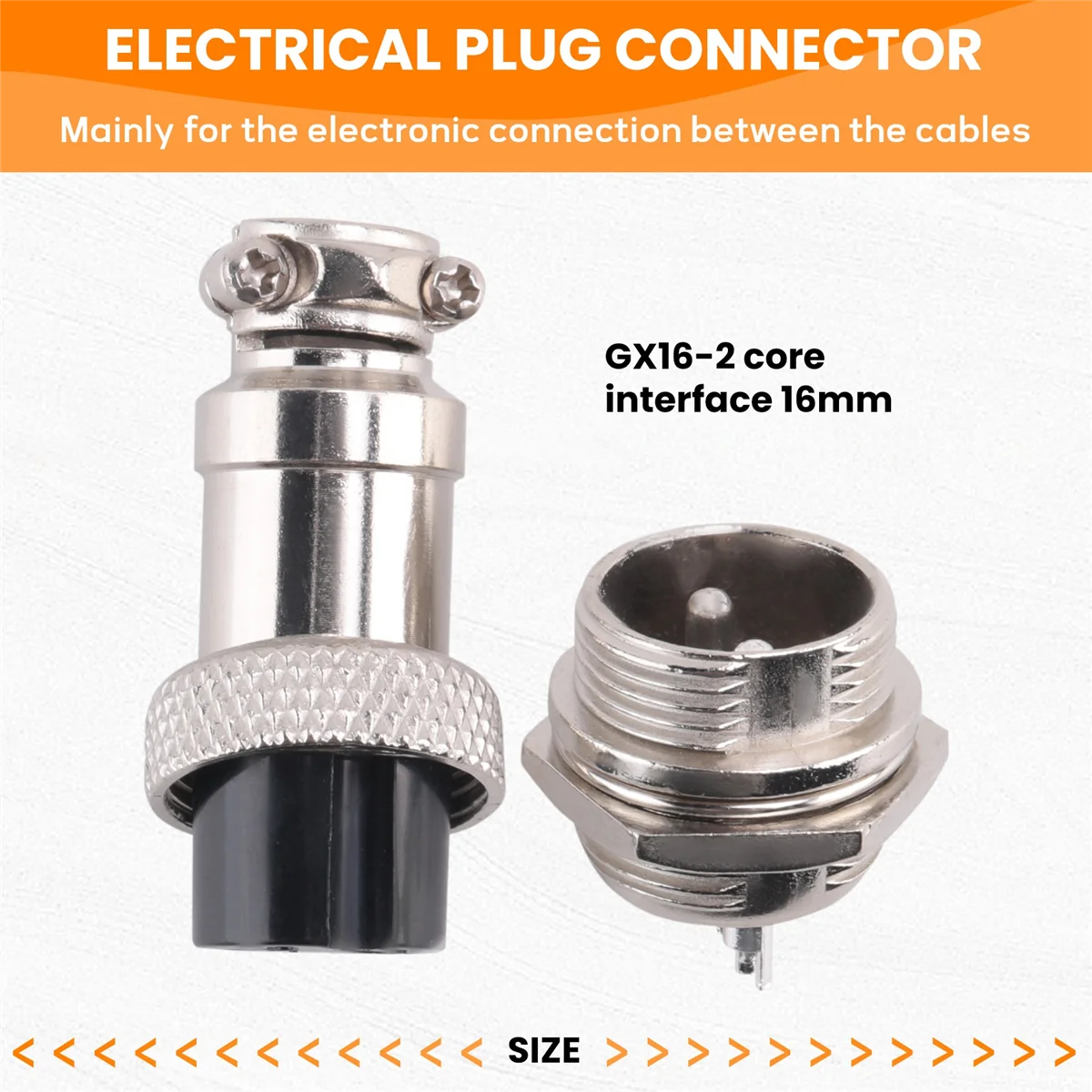 Y14AGX16 Aviation Connector 2-Pin 400V Screw Type Male and Female Butt Cable Connector Aviation Plug Socket Connector