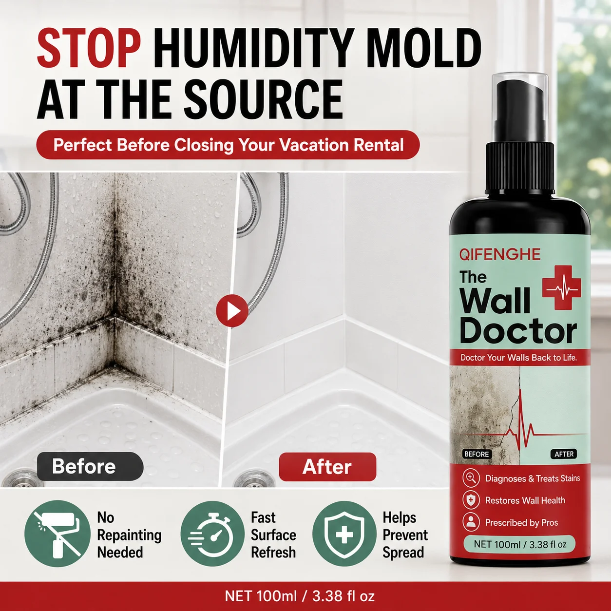 Wall Cleaner Spray, Multi-Surface Stain Remover for Latex Paint Plaster Walls, Removes Graffiti Grease Marker