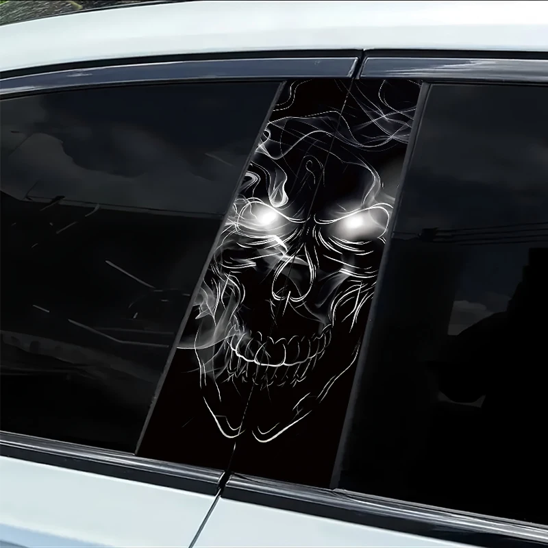 

2 наклейки на B-стойку автомобиля, виниловая защитная пленка с изображением черепа