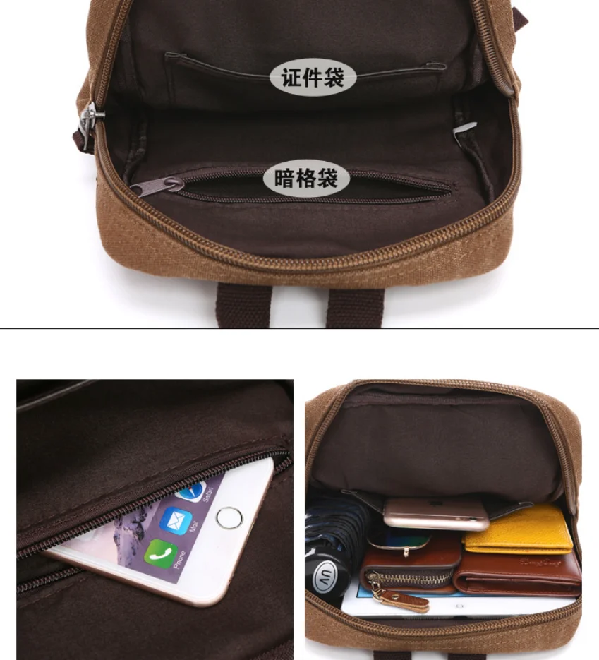 Men's Canvas Mini Backpack Men Women Double Shoulder Sling Crossbody backpacks Bag Mochila Брезентовый рюкзак Sac à dos homme 가방