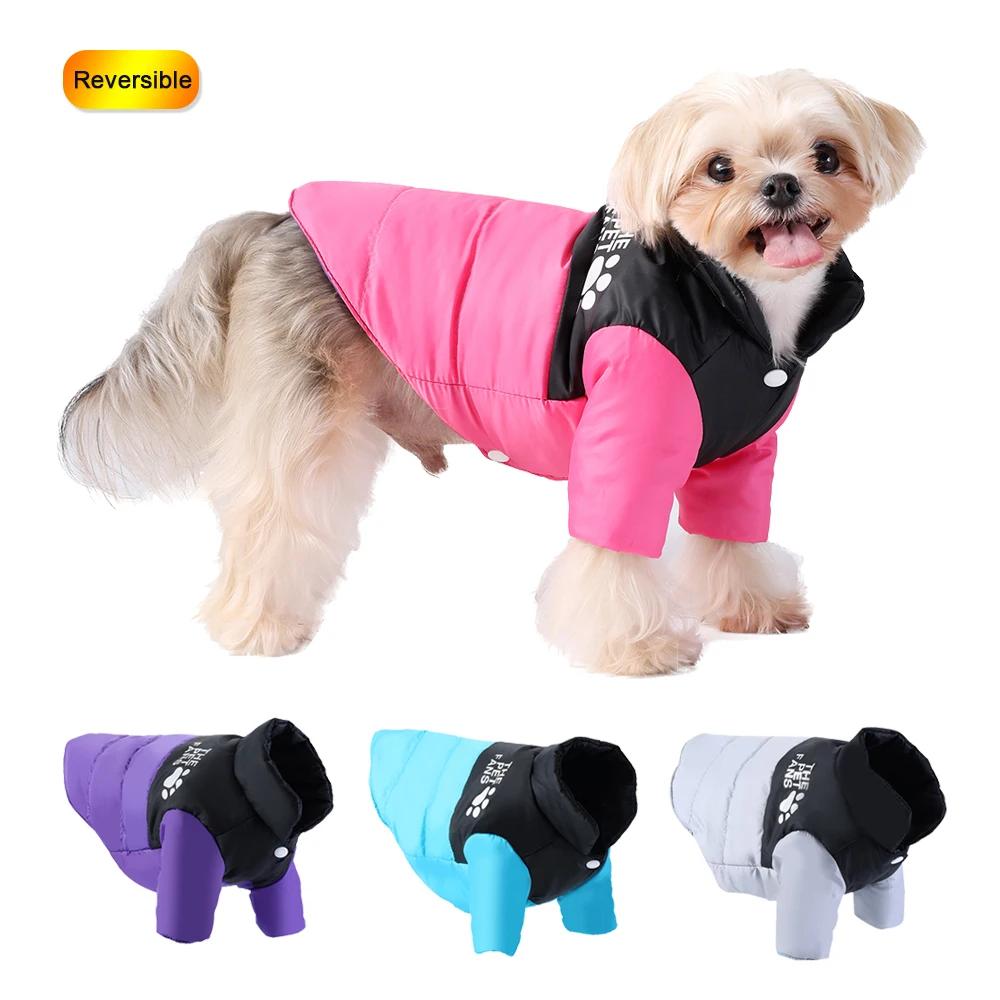 Wasserdichte Hundejacke für den Winter, wendbare Haustierkleidung für kleine und mittelgroße Hunde, Katzen, gemütlich, warm, Yorkie-Mantel mit französischer Bulldogge, Welpen-Outfits