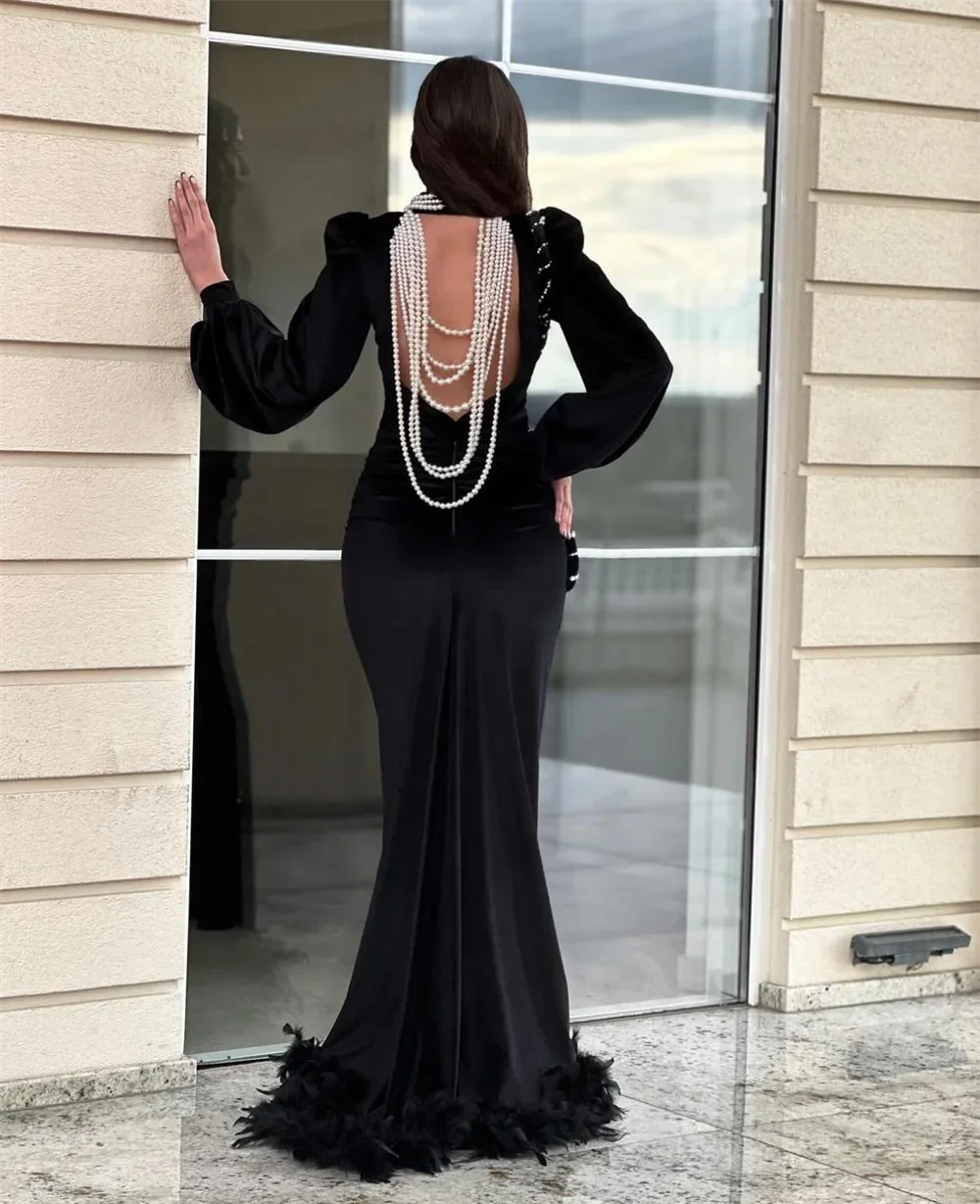 Customized Prom Gown Evening Formal Dress Scoop Neckline Column Floor Length Open Back Skirts Hugging Beading Bespoke Occasion D