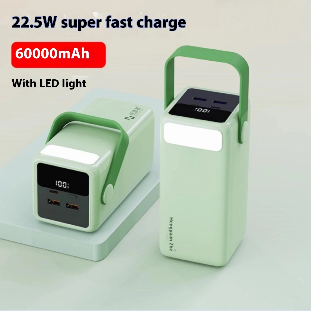 Hengyuanzhe 60000mAh banco de energía duradero de gran capacidad carga rápida Dual Camping lámpara de iluminación exterior para dormitorio y Camping