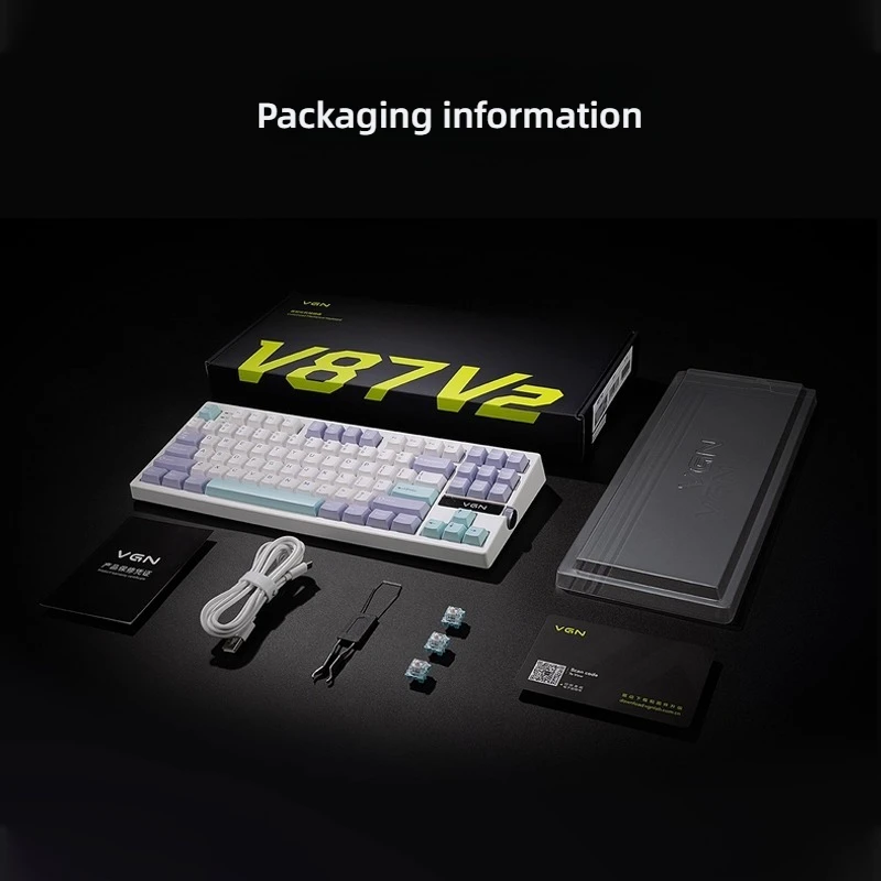 

V87 V2 E-sports VGN Mechanical Keyboard Tri-mode Wireless Bluetooth Hot Swap E-sports Low Latency Game Keyboard with Metal Knob