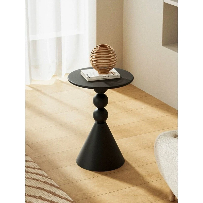 Cream-style sofa side table, small living room round table