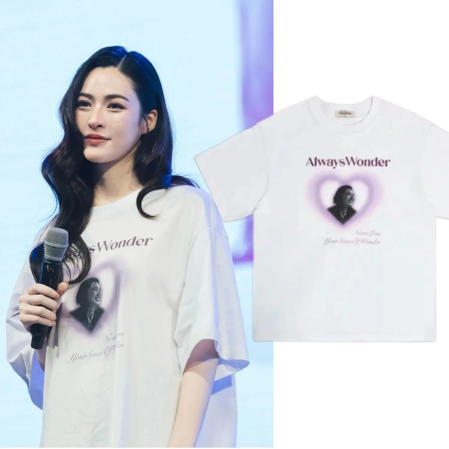 The Secret of Us LingLing Kwong Same Oversized T-shirt Women Men Always Wonder Letter Print Short Sleeve Graphic Tees streetwear
