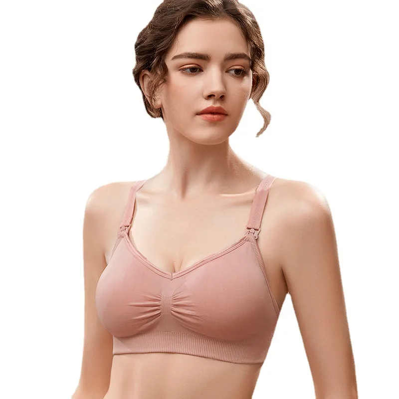 

Беременные женщины, большая чашка с красивой спинкой, без стального кольца, сбор с пряжкой спереди, тонкое нижнее белье для кормления с защитой от провисания