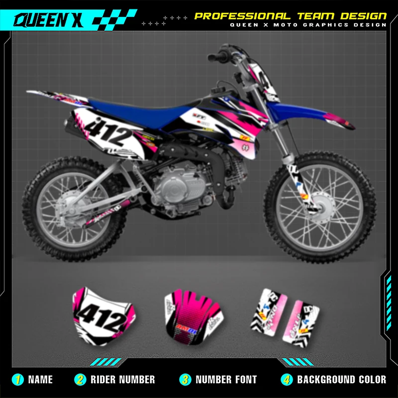 

Queen X MOTOR Custom Team Motorcycle Graphics Background Decal Stickers Kits For YAMAHA TTR110 TTR 110 2008-2021