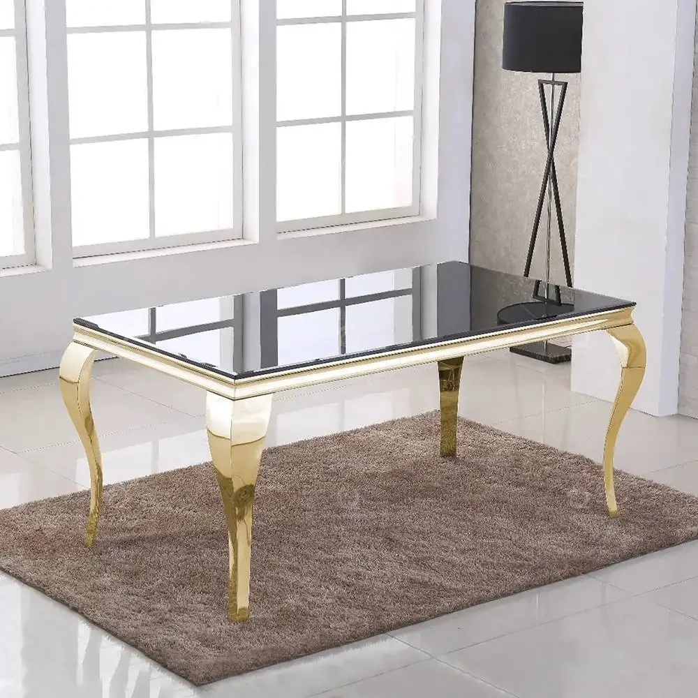 Marble dining table, modern Internet celebrity restaurant table and chairs rectangular stainless steel 10 people