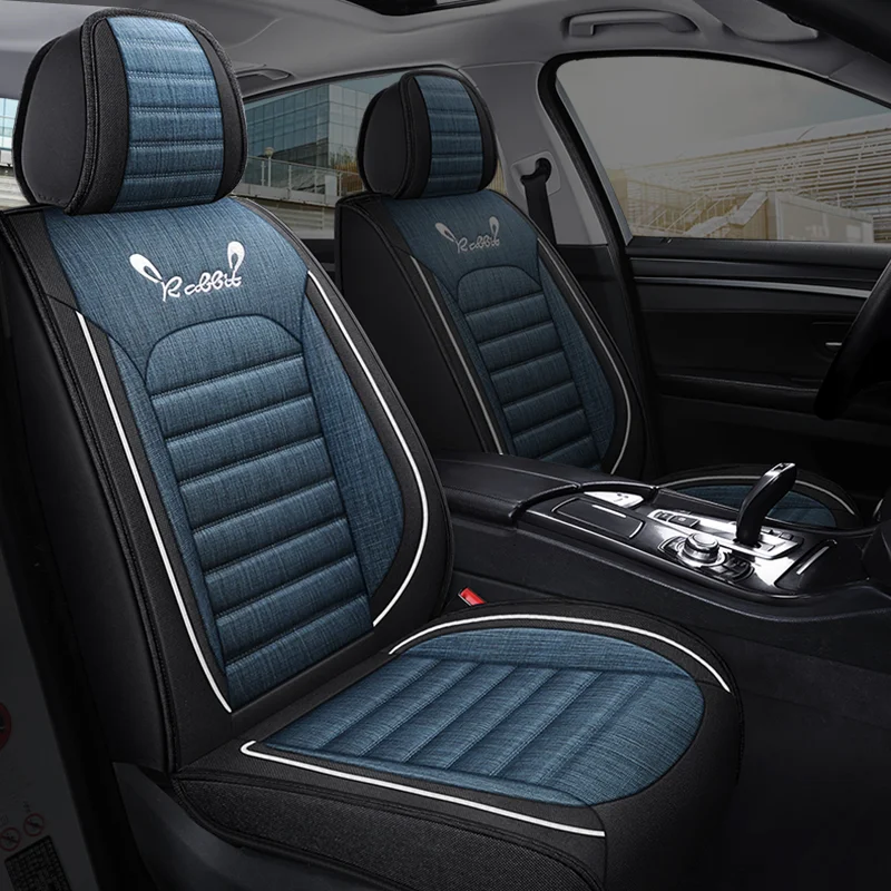 1pc Full-Cover Linen Texture Car Seat Cover – Breathable, Comfortable & Durable for All-Season Use – Fits Most Vehicles
