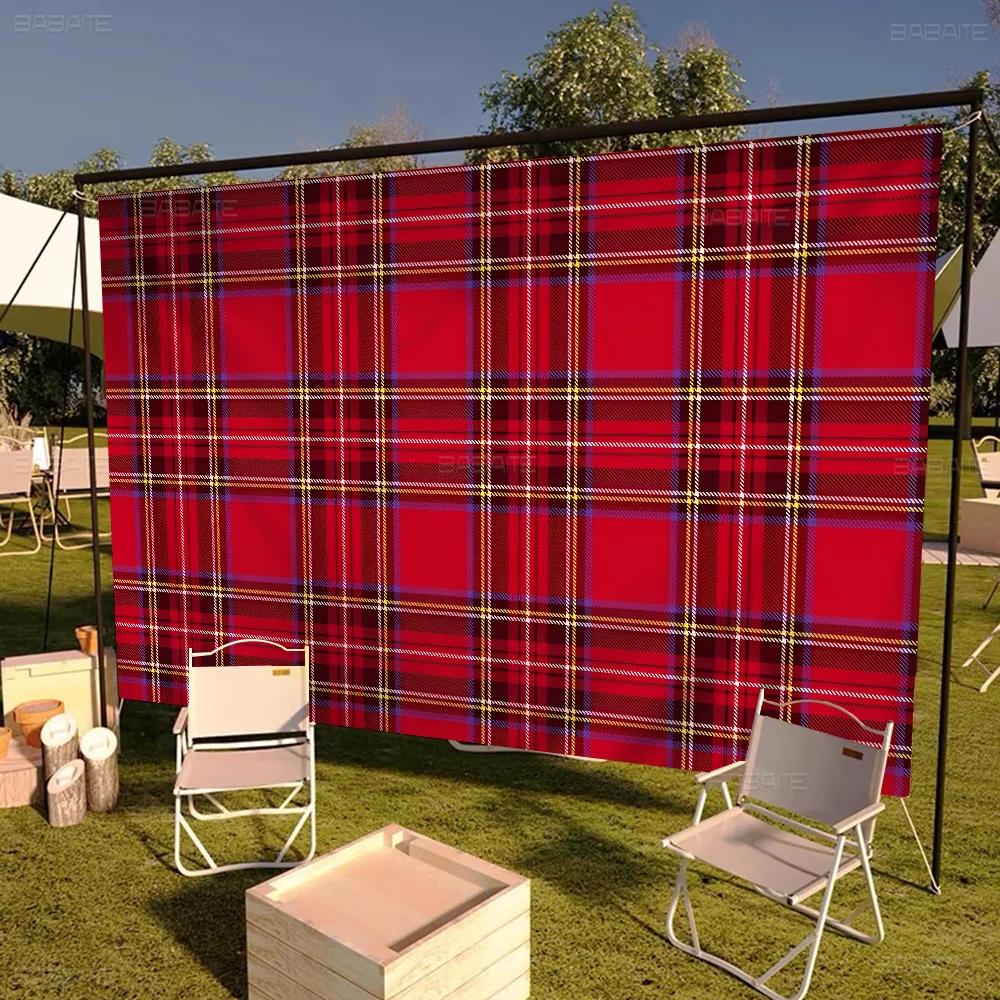 Modern Black Tartan Family Gatherings Outdoor Atmosphere Flags Camping Decorations Banners