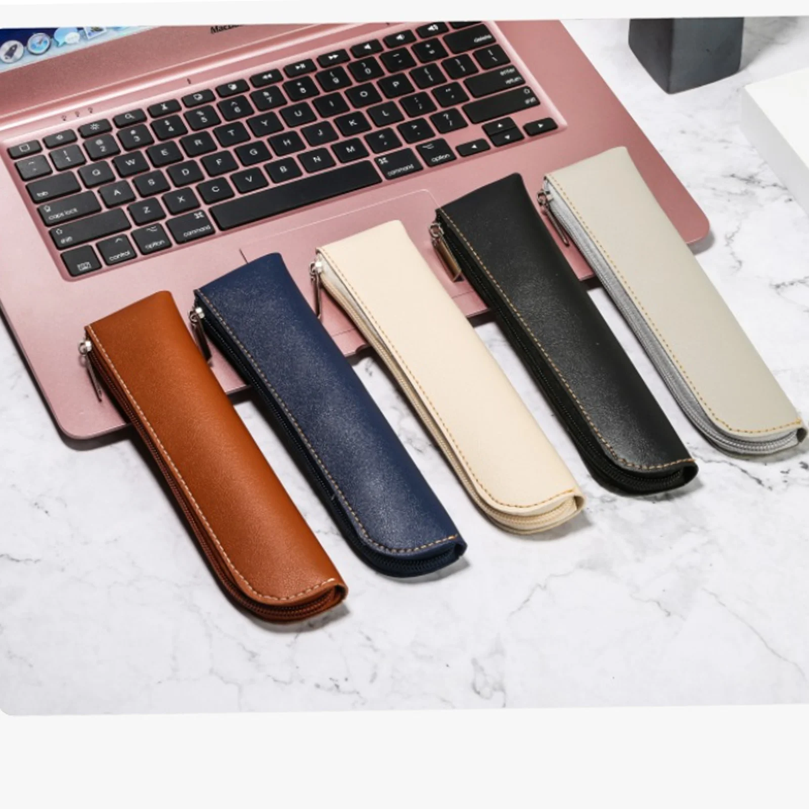 Fashion Pencil Bag High Quality PU Leather Small Pencil Case Protable Cosmetic Bag For Student Gifts Office Stationery Supplies