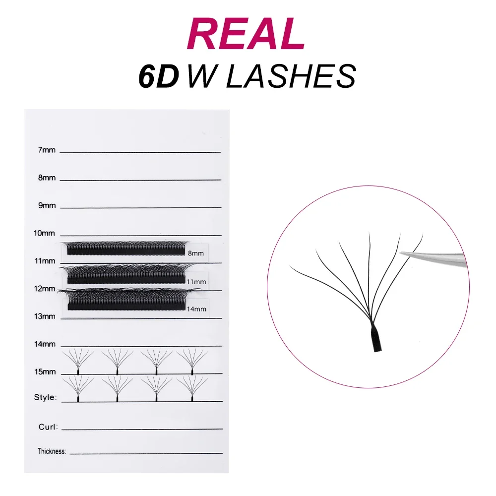 FADVAN New 6D - W Shaped Eyelash Extensions 0.07 D 8-14mm Soft Natural Professional Lashes