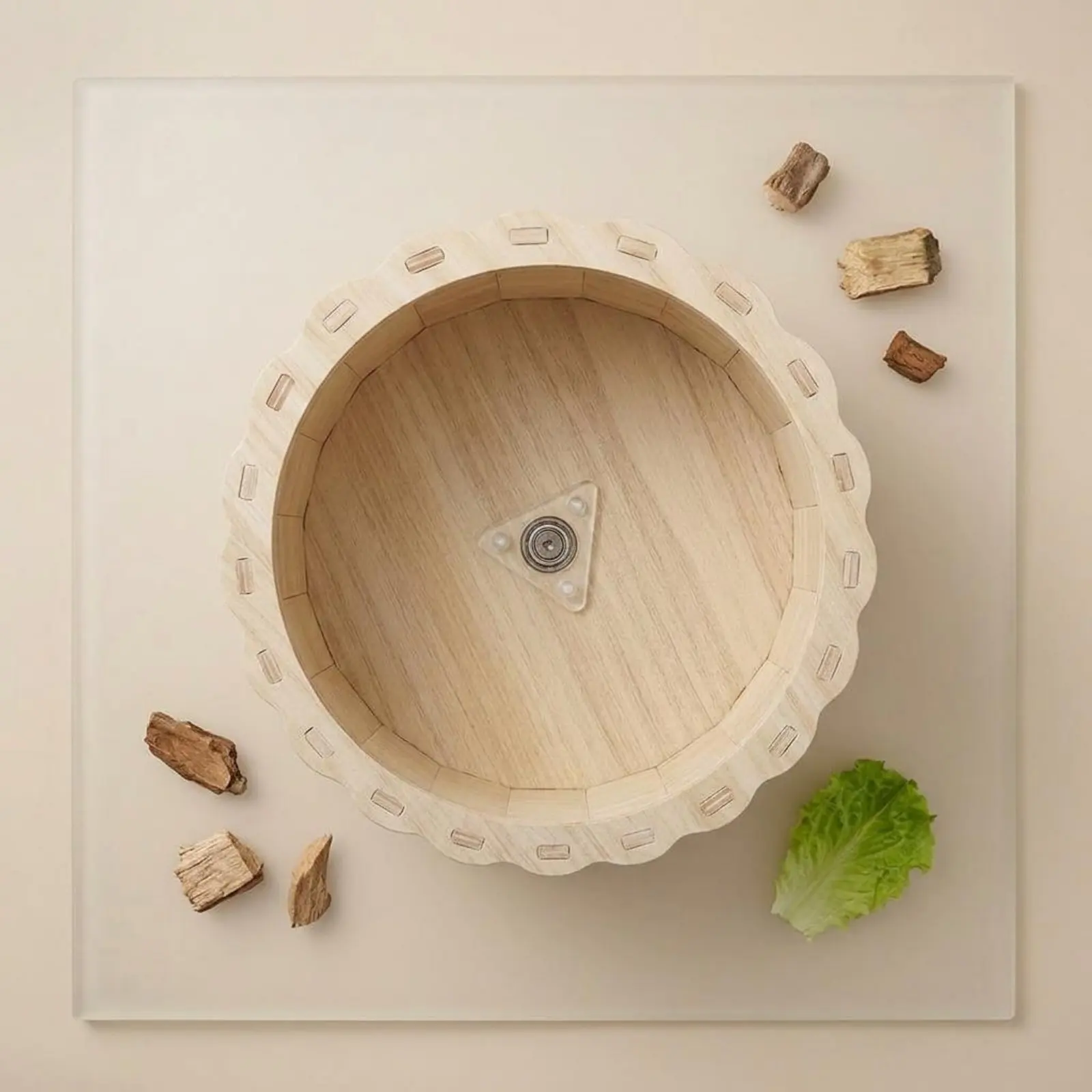 Picture 5: Silent Hamster Wheel Low Noise Wooden Hamster Wheel Wood Pet Runner Chewable Double-Sided Waterproof for Hamsters, Cage
