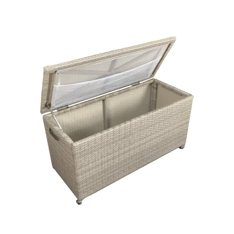 

Outdoor furniture rattan art locker PE imitation rattan storage box Movable woven storage basket Rattan storage basket