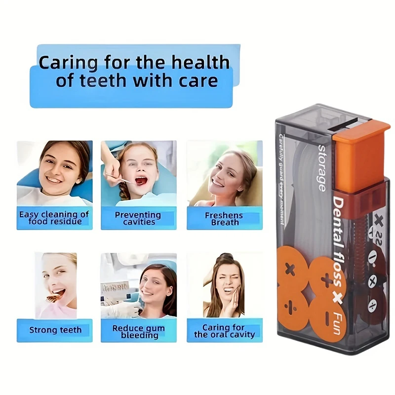 Automatic Portable Floss Storage Box Auto Refillable Oral Hygiene Care Pick Dispenser Contains 10Pcs Pops Up Dental Floss