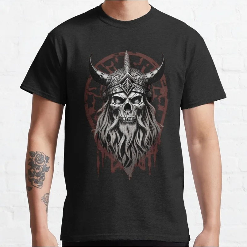 

Bold Viking Skull Spirit Gift t shirt Norse Mythology Valhalla Graphic clothes 100% cotton print tee All size tops S-6XL