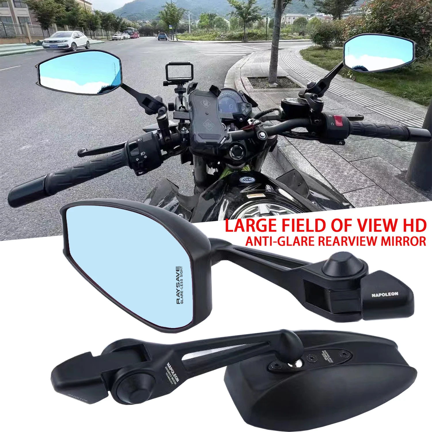 

Universal Motorcycle mirror CNC side Rearview Blue Anti-glare Great visual field For Yamaha MT01 MT25 MT03 MT07 MT09 M10