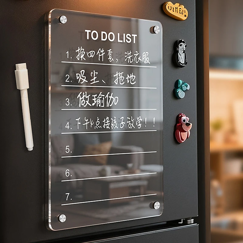 ⑧ Acrylic Refrigerator Magnet Calendar Board Magnetic Handwritten Erasable Message Board Whiteboard Memo Weekly Planner