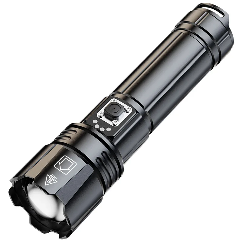Lampe de poche LED à lumière forte haute puissance, zoomable, rechargeable par USB, torche extérieure ultra brillante à longue portée en alliage d'aluminium