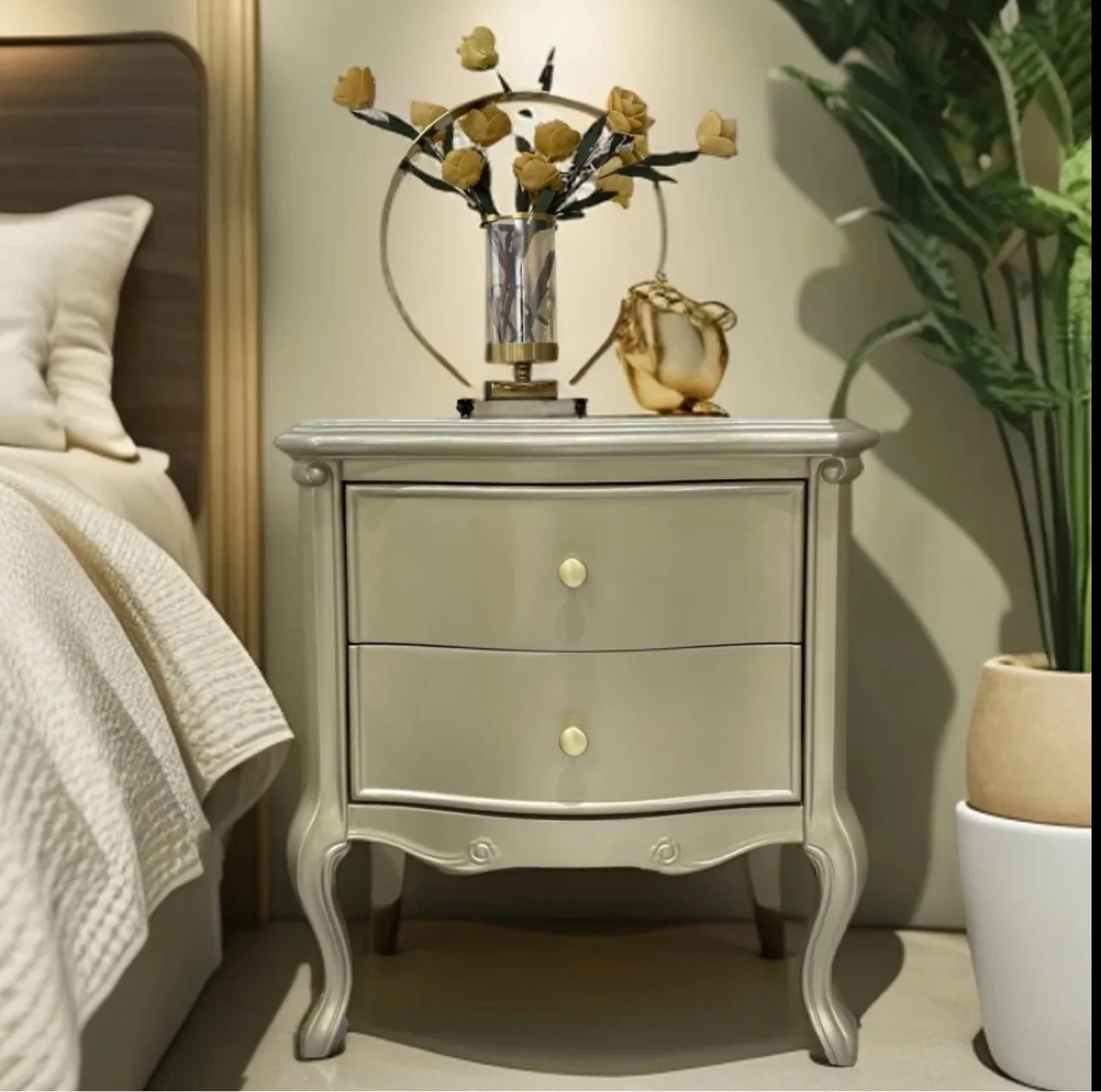 American bedside table, modern simplicity, Italian light luxury, solid wood home locker