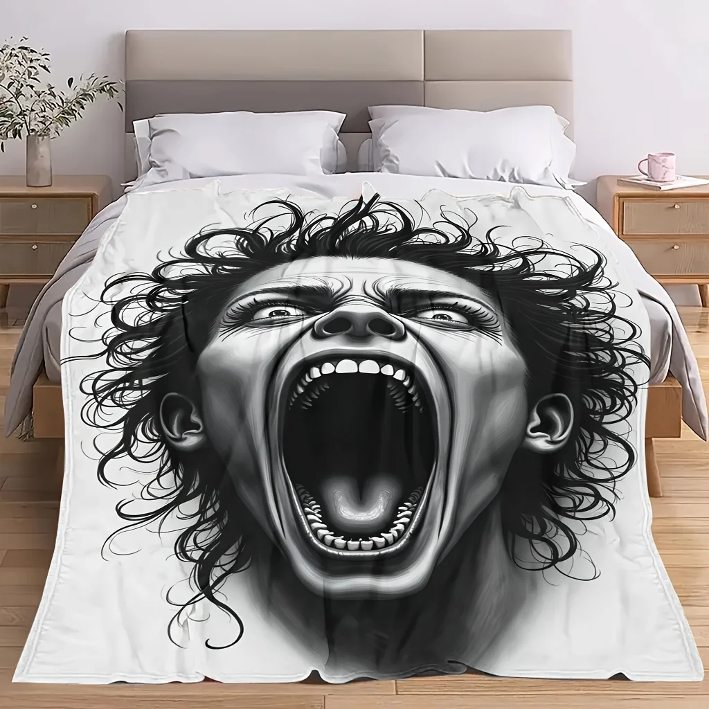 Artistic Pop Portrait Ultra Soft Bed Throw Blanket Versatile Home Accent For Coffee Shop Office Supermarket Store Display