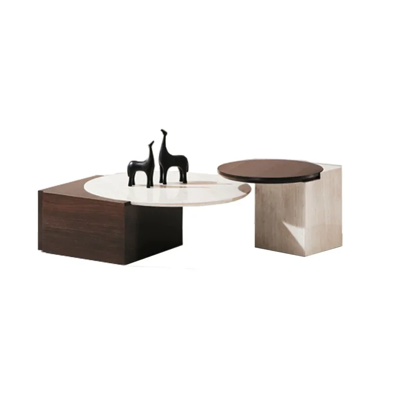 Creative special-shaped living room round coffee table combination model room marble