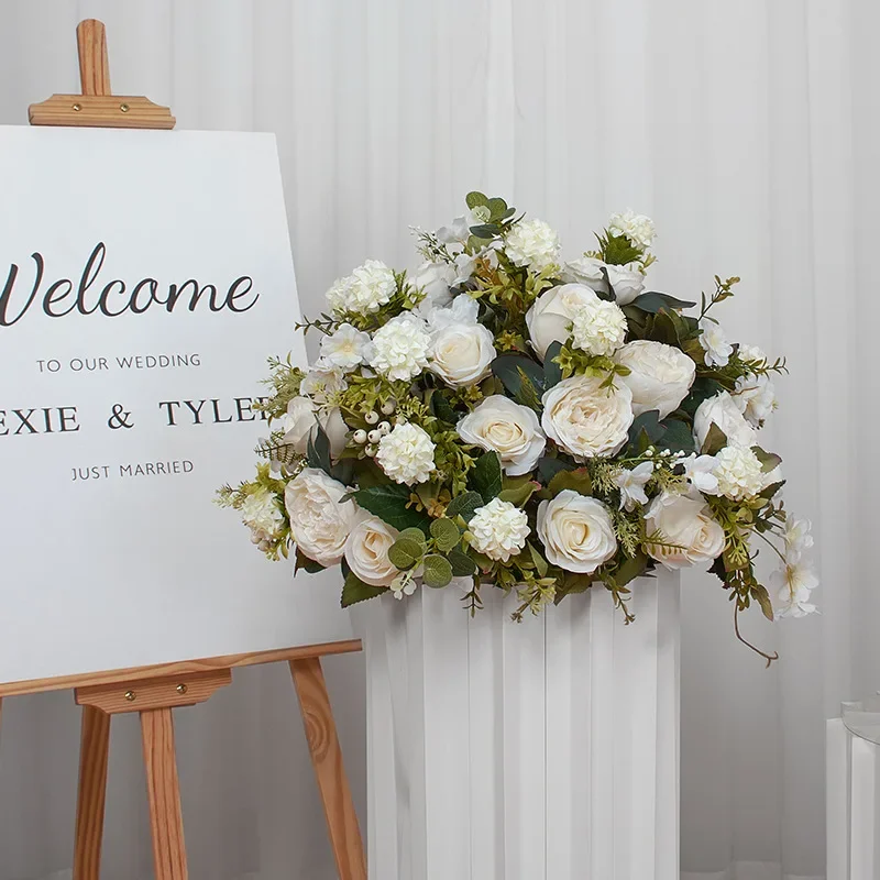 Boule de Fleurs Artificielles pour Mariage, Fleur de Plomb pour Disposition de Scène, Table, Fenêtre d'Exposition, Décoration de Salle d'Exposition, Route Ronde