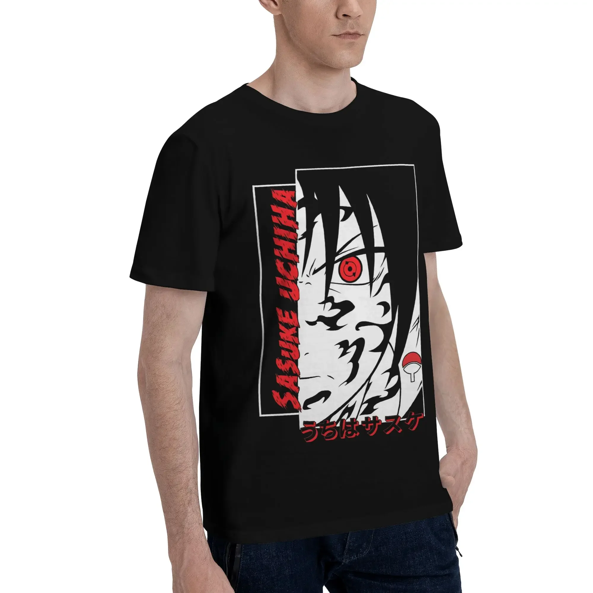 Anime Naruto Anime Sasuke Uchiha Men T-Shirt Clothes  Amazing Tee Shirt Short Sleeve fugees 100% Cotton