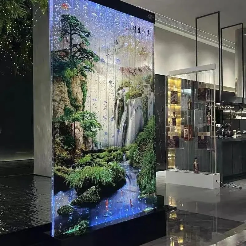 custom.Home Decor Wholesales Indoor Bubble Wall Curtain Fountain LED Lights Acrylic Remote Control Stainless Steel B
