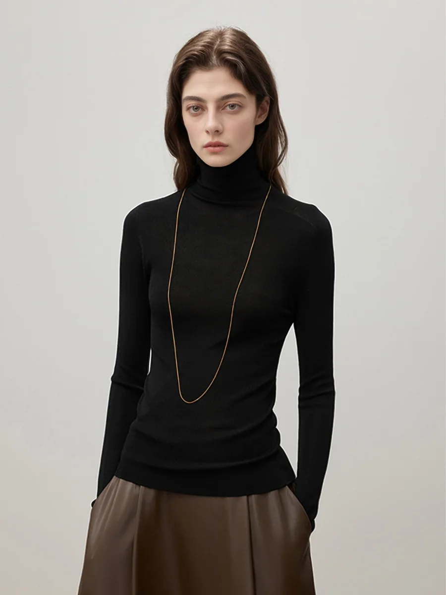 

Женская тонкая шерстяная трикотажная одежда, облегающая, цельная, для ношения под одеждой, из пряжи Янцзи, вязаный базовый слой, красивая, можно стирать.