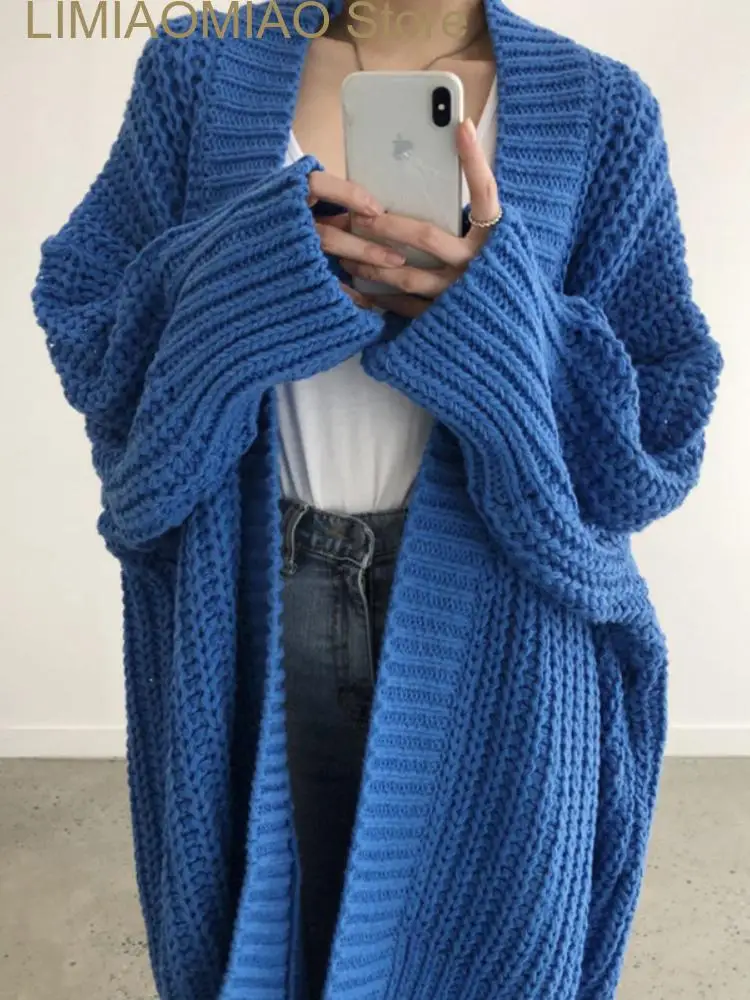 

New Fashion Women Sweaters Winter Clothes Women Solid Irregular Mid-length Knitted Cardigan Coat Sweater Oversized Cardigan Top