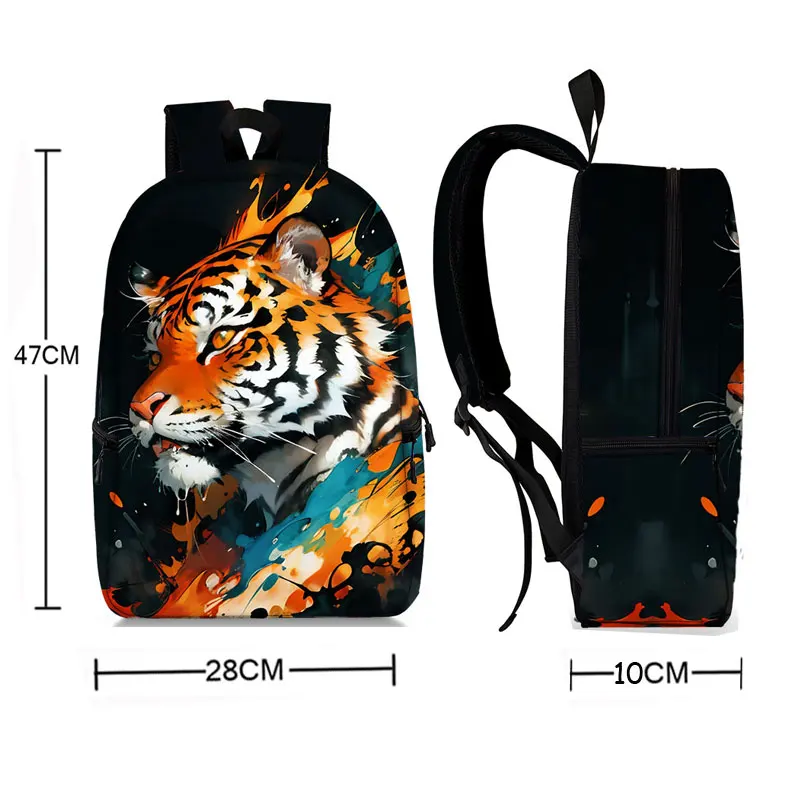 Paint Splatter Animal Backpack Watercolor Wolf Tiger Horse Rucksack Women Men Travel Bag Teenager School Bags Laptop Backpack