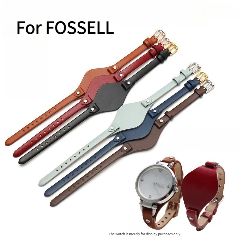 8mm genuine leather watch strap tray base support For original FOSSELL ES3077 ES2830 ES3262 ES3060 3565 cowhide watchband women
