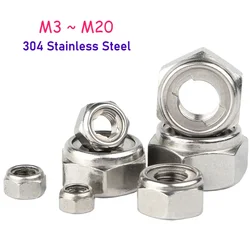 M3 M4 M5 M6 M8 M10 M12 M14 M16 M18 M20 304 Stainless Steel All Metal Insert Hexagon Hex Lock Nuts Self-Lock Nuts Screw Cap