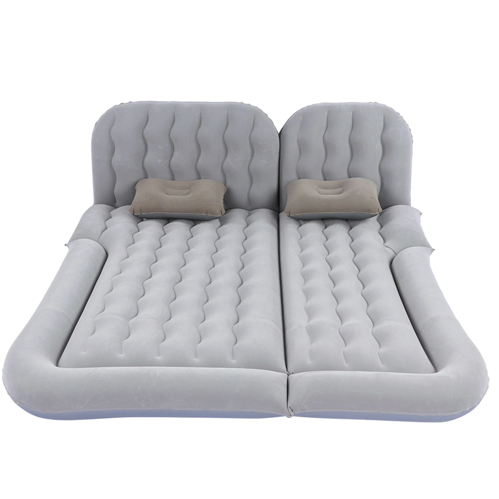 Protable 2‑In‑1 Multifunction Inflatable Travel Car Inflatable Bed Mattress PVC Flocking Soft Sleeping Rest Cushion for Car SUV