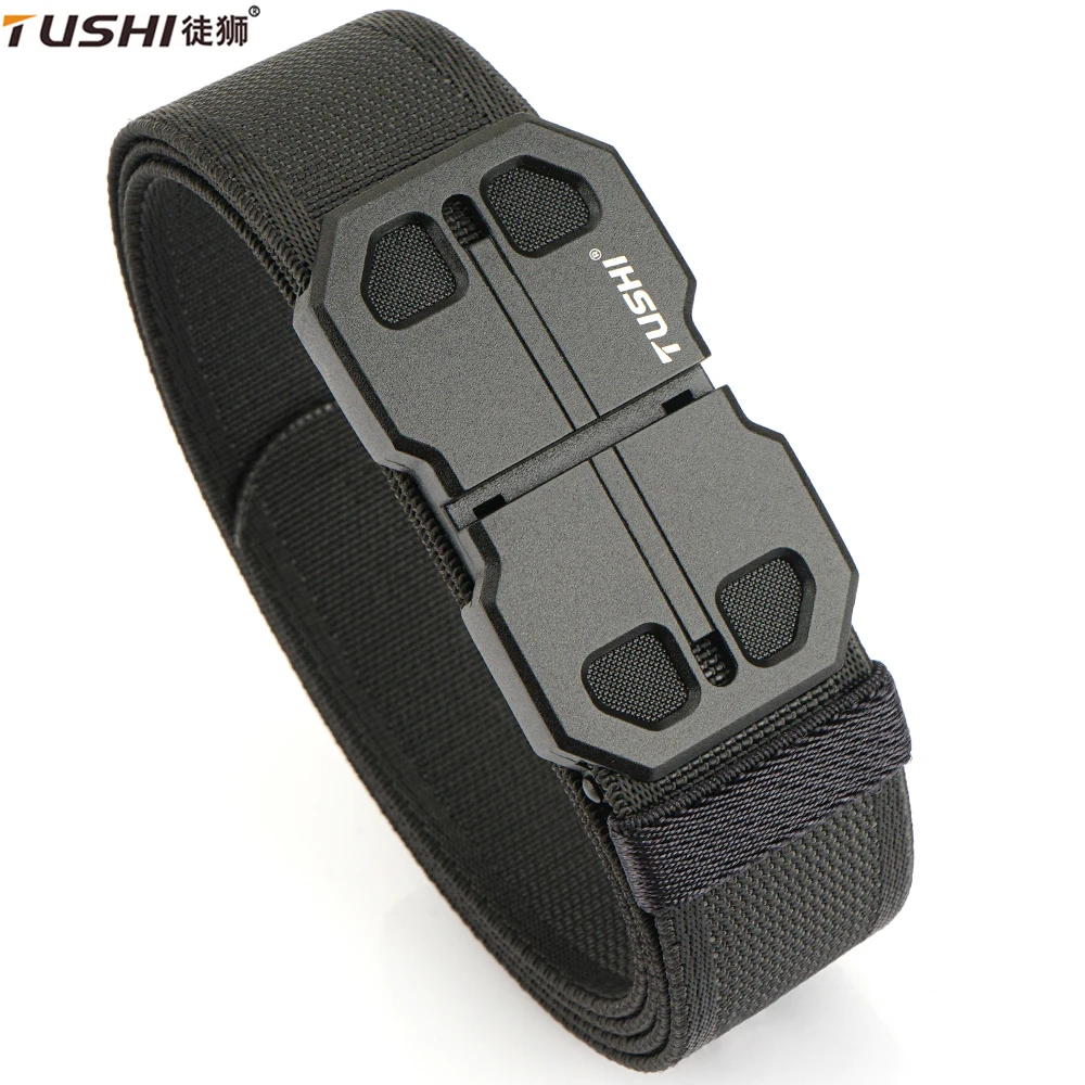 

TUSHI Mens Belt Magnetic Metal Buckle Nylon Webbing Outdoor Work Military belt Toothless Tactical Belt Casual Sports Canvas Belt