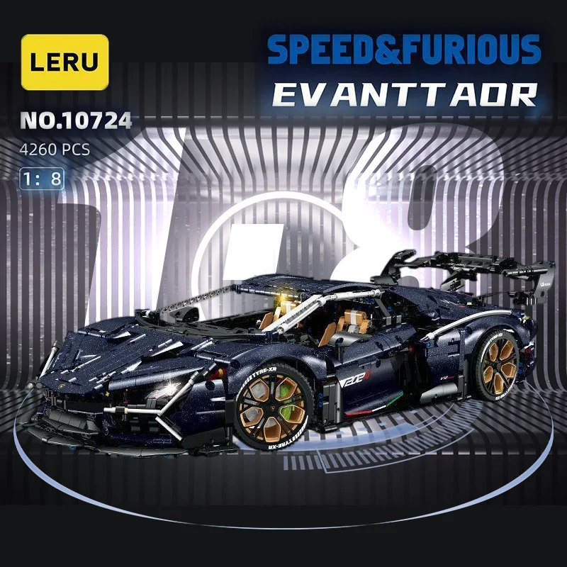 Starry Sky Supercar 1:8 Creative Static Model, High-Level Assembly Model, Educational Toy Ornament, Birthday Gift