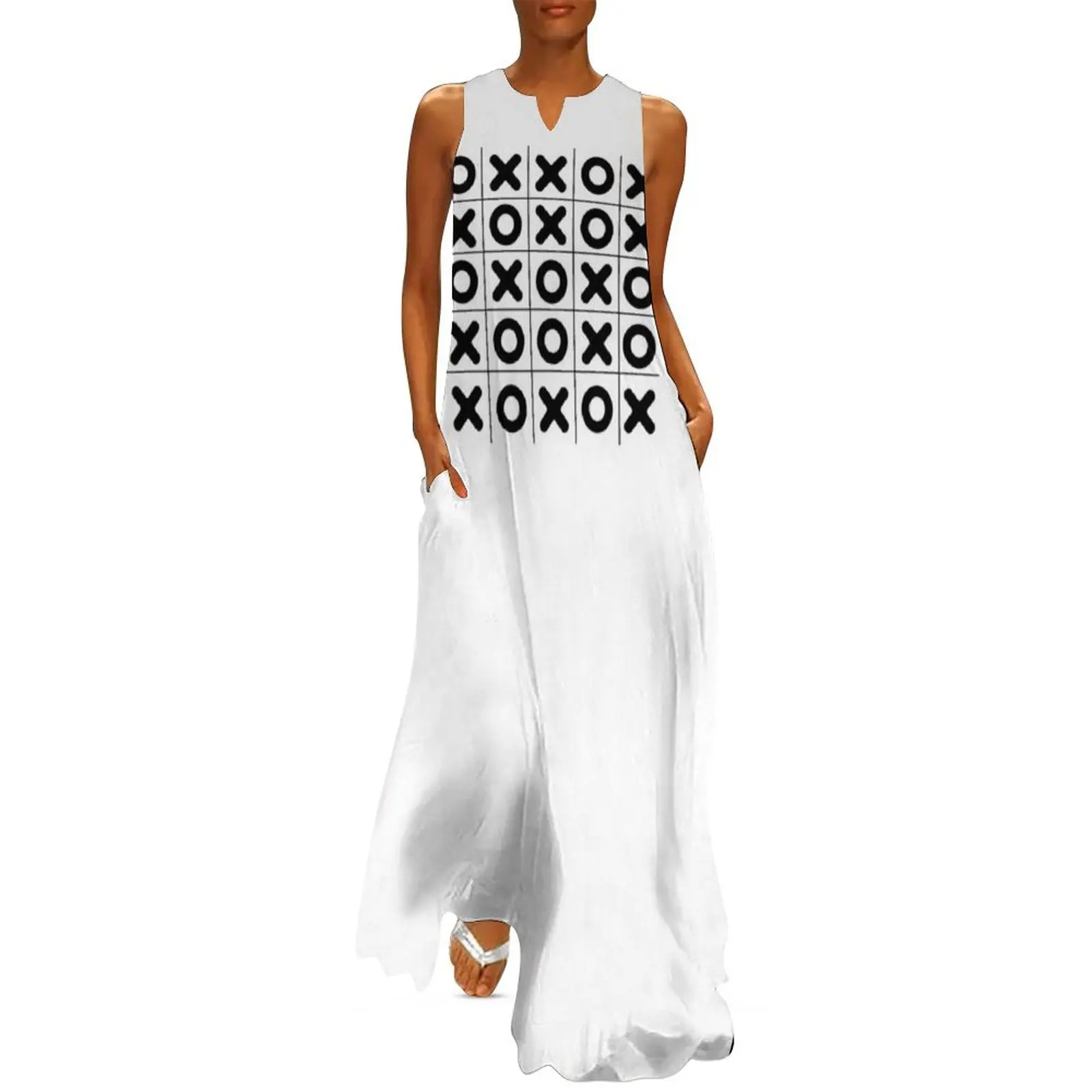 

Black and White Tic Tac Toe Design Long Dress women's summer jumpsuit womans clothing dress summer 2025 women Dress