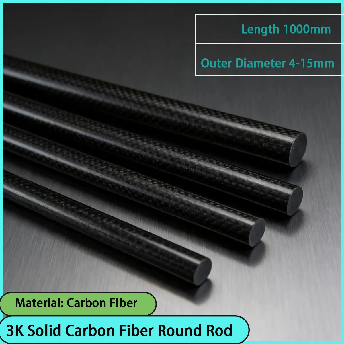 Solid carbon fiber round rod with an outer diameter of 4-15mm and 3k is used in precision instruments, mechanical equipment, etc