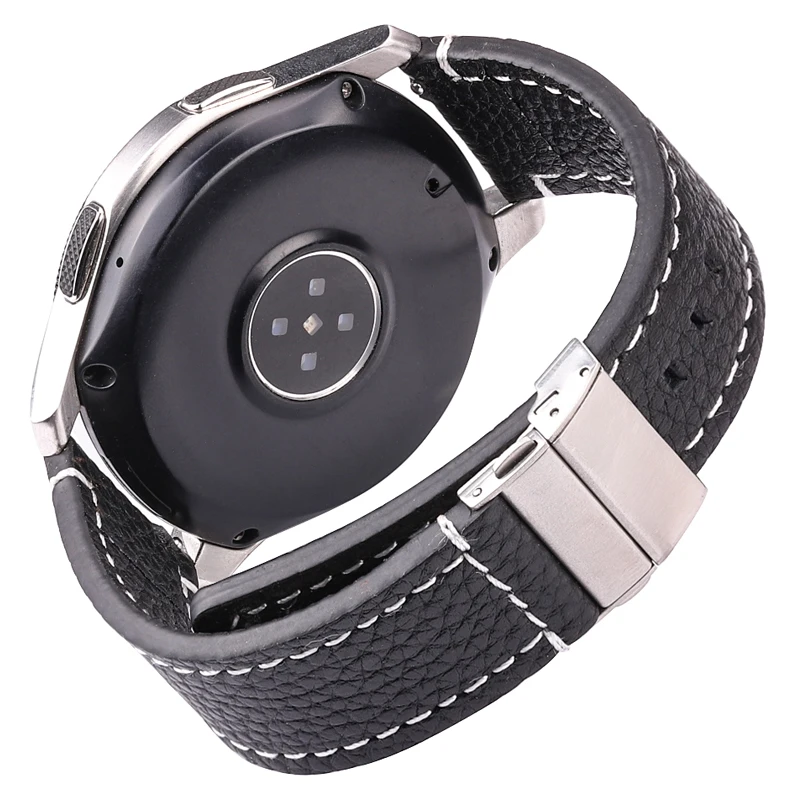 Bracelet de montre en cuir véritable pour homme et femme, bracelet en cuir de vachette souple, noir, marron, Huawei, Samsung, 18mm, 24mm, 22mm