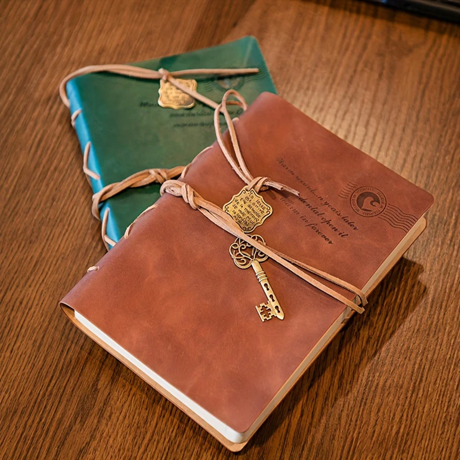 Caderno antigo com alça e ping - Vintage Leather Journal Notebook avaliação e preço