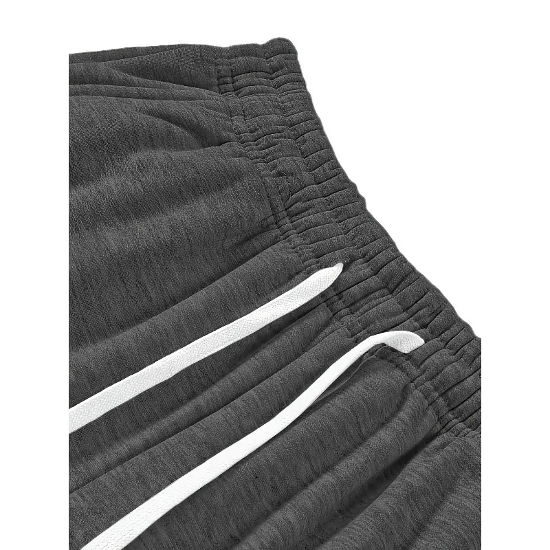 شورت كاجوال صيفي رمادي فاتح للرجال بحزام مطاطي مع نسخة فضفاضة قابلة للتنفس مناسبة لسراويل رياضية #6