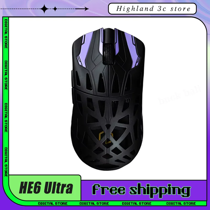 새로운 Irok HE6 울트라 게이밍 마우스 카본 파이버 Paw3950 3모드 500mah Valorant Csgo Fps 경량 마우스 커스텀 마우스