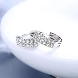 New Fashion High Quality Crystal Zircon Round Silver Color Stud Earrings for Women Charm Hoop Earrings Luxury Jewelry Accessory