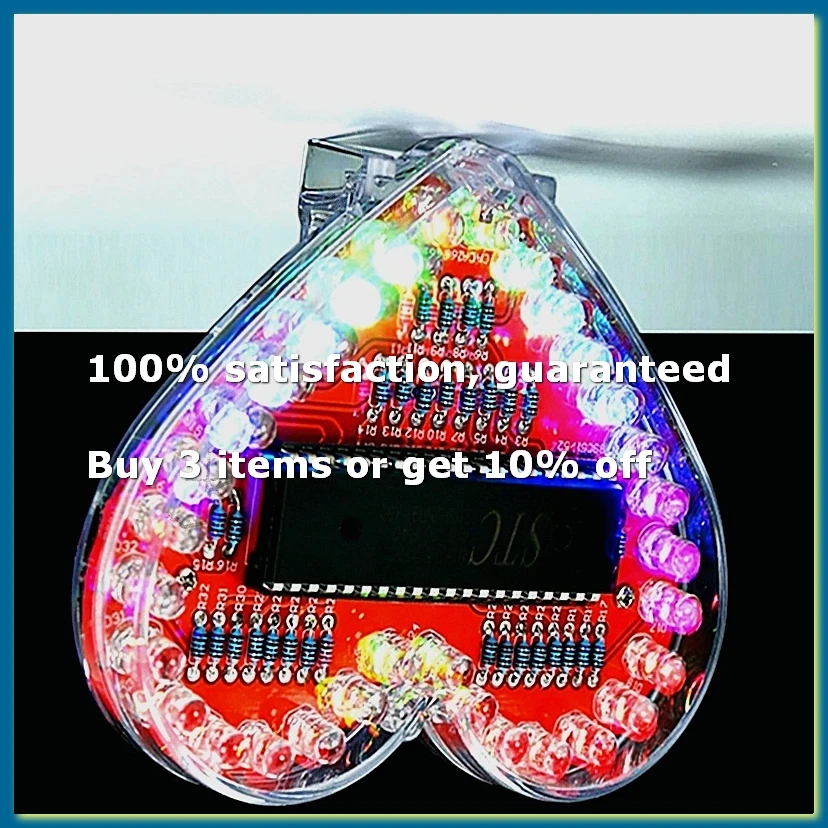 ●Soldering Practice Kit, Heart Shaped LED Light Soldering Project RGB LED DIY Electronic Kit for Beginners Student STEM