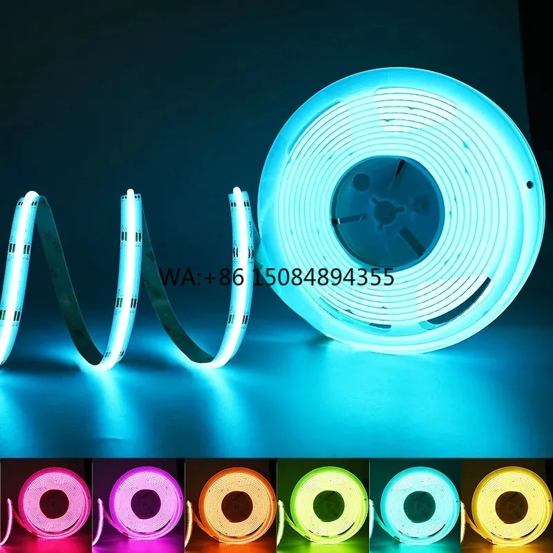 Hot Sale Dotless RGB Dimmable 12v 24v 10mm 8mm 576leds/m FCOB Led Tape Flexible RGB Cob Led Strip Light