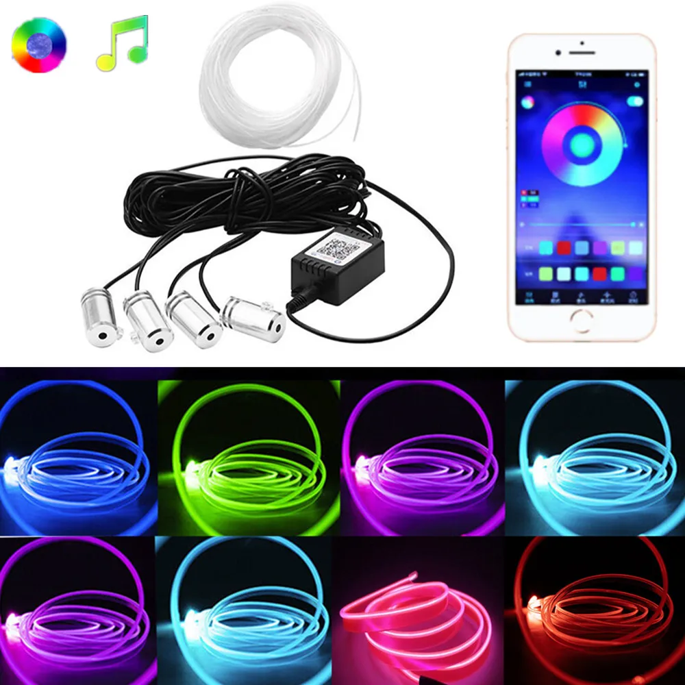 

6M Car Ambient Light DIY Flexible Decorative Lamps Car Interior Neon LED Strip RGB Music Atmosphere Light Phone APP Control